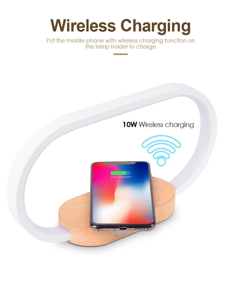 Table Top Wireless Charger with Night Light & Clock Fast Phone Charger