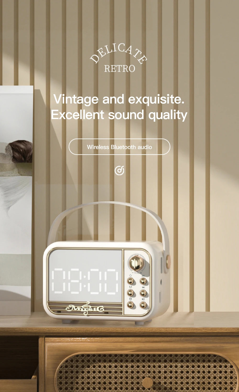Wireless Fast Charger and Bluetooth LED Clock Speaker with Fm Radio