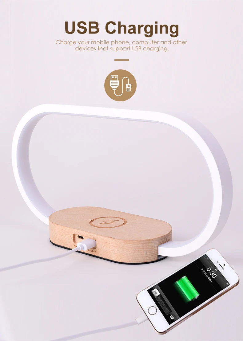 Table Top Wireless Charger with Night Light & Clock Fast Phone Charger