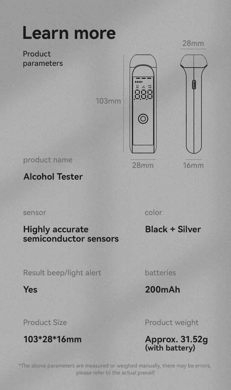 Alcohol Breathalyzer Tester Portable Digital Display Car Driver Safety