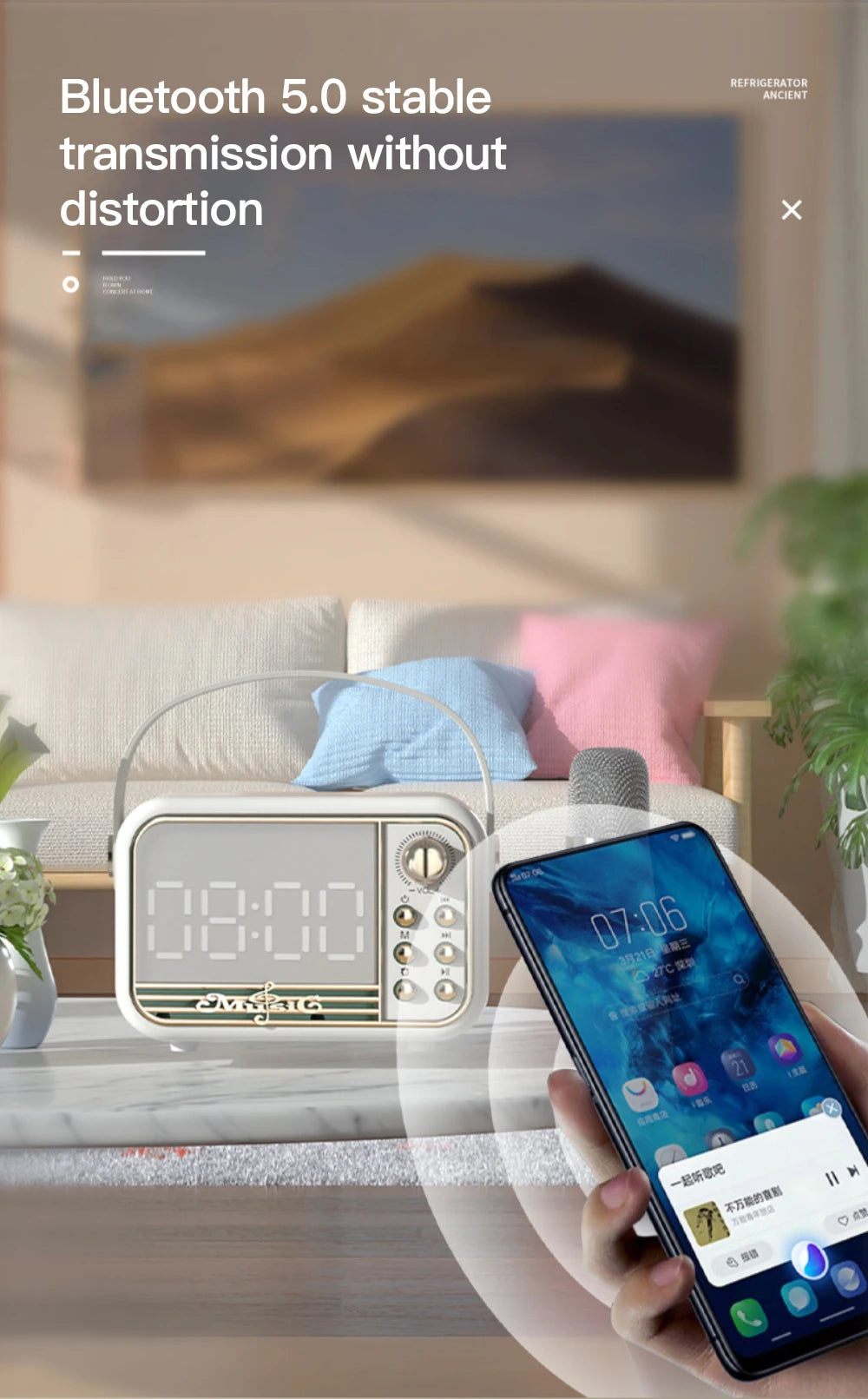 Wireless Fast Charger and Bluetooth LED Clock Speaker with Fm Radio