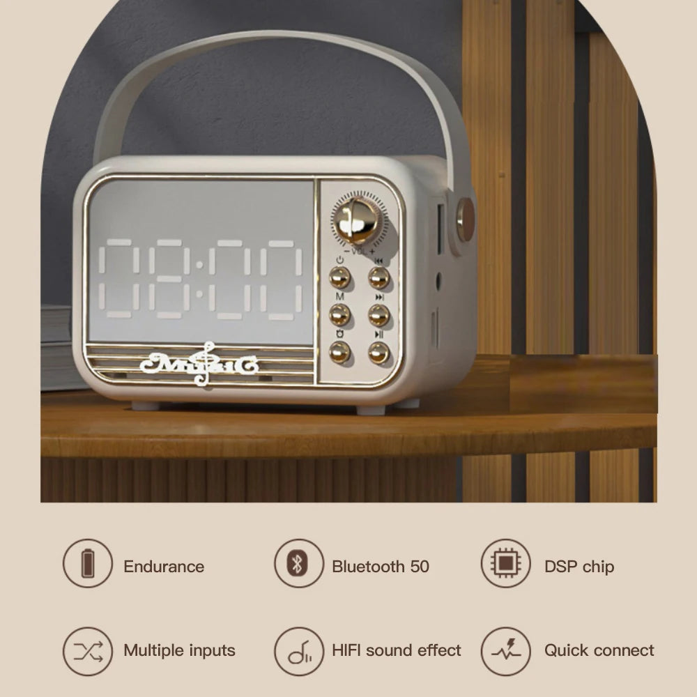 Wireless Fast Charger and Bluetooth LED Clock Speaker with Fm Radio