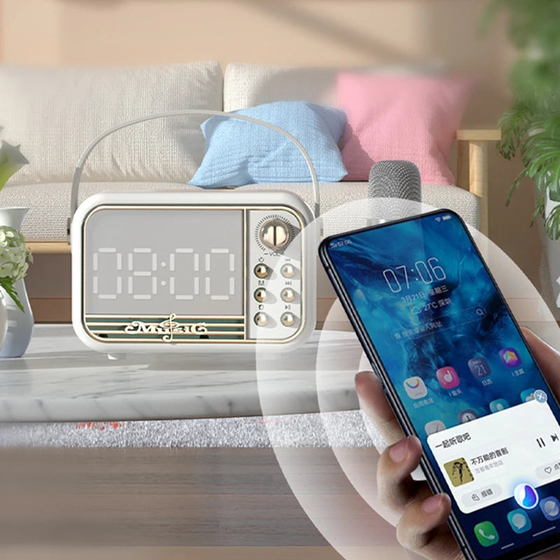 Wireless Fast Charger and Bluetooth LED Clock Speaker with Fm Radio