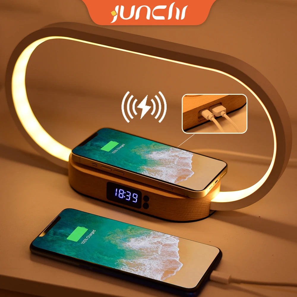 Table Top Wireless Charger with Night Light & Clock Fast Phone Charger