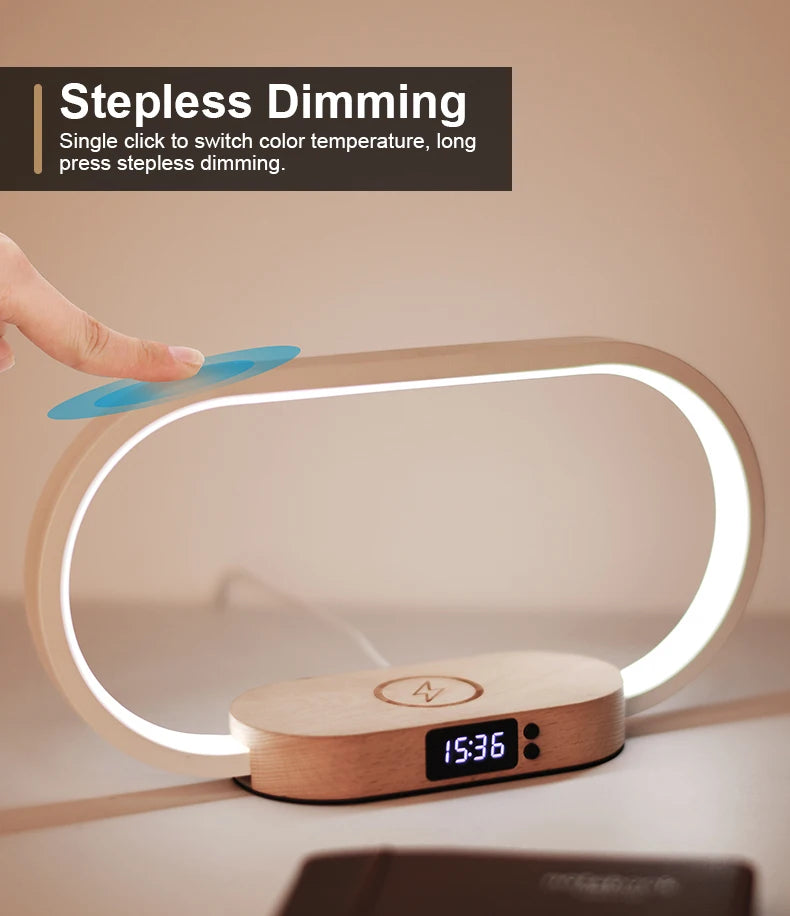 Table Top Wireless Charger with Night Light & Clock Fast Phone Charger