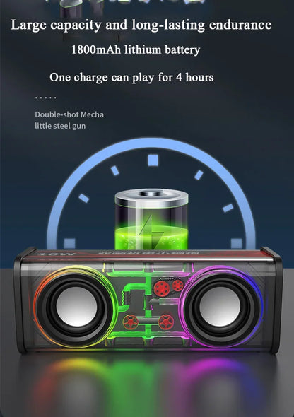 Transparent Bluetooth 5.0 Wireless Double Bass Mini Party Loudspeaker