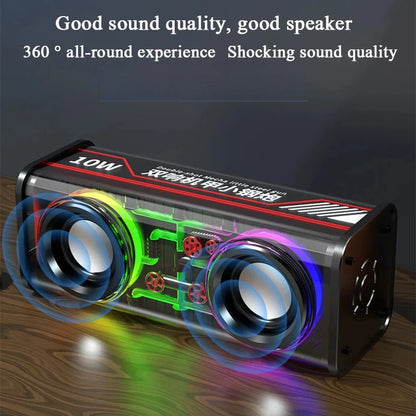 Transparent Bluetooth 5.0 Wireless Double Bass Mini Party Loudspeaker