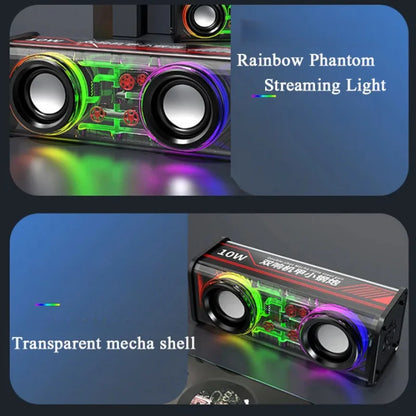 Transparent Bluetooth 5.0 Wireless Double Bass Mini Party Loudspeaker