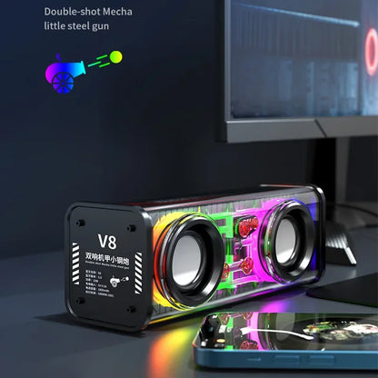 Transparent Bluetooth 5.0 Wireless Double Bass Mini Party Loudspeaker