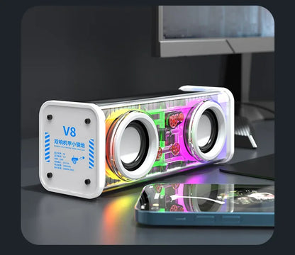 Transparent Bluetooth 5.0 Wireless Double Bass Mini Party Loudspeaker