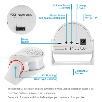 Wireless Guest Welcome Chime Alarm Door Bell Motion Sensor