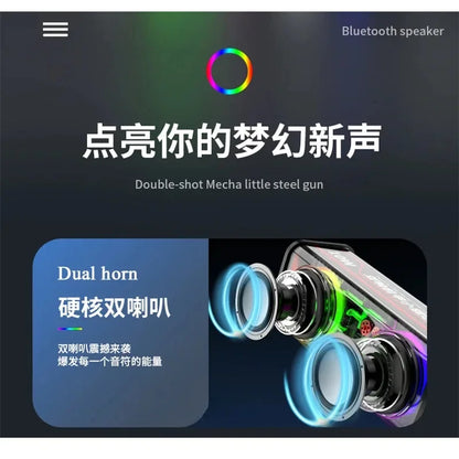 Transparent Bluetooth 5.0 Wireless Double Bass Mini Party Loudspeaker