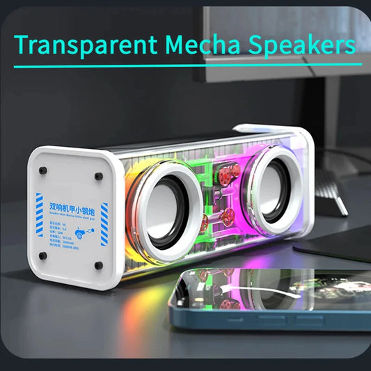 Transparent Bluetooth 5.0 Wireless Double Bass Mini Party Loudspeaker