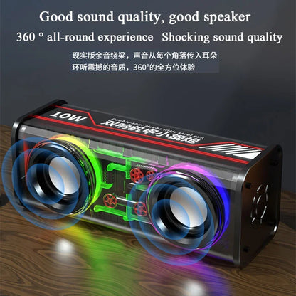 Transparent Bluetooth 5.0 Wireless Double Bass Mini Party Loudspeaker