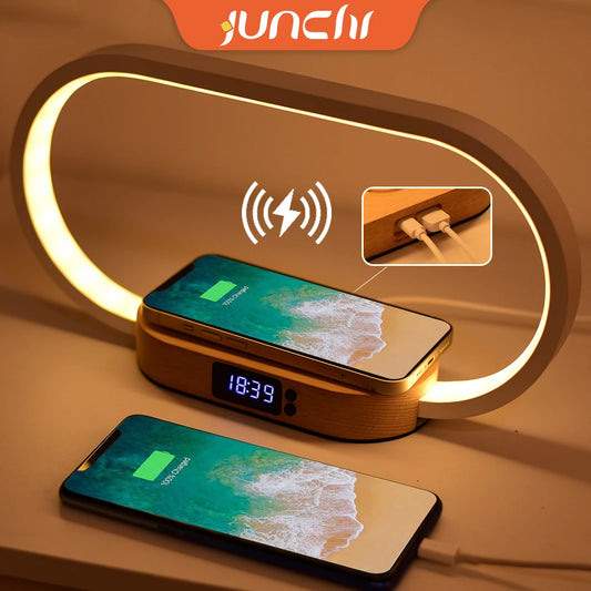 Table Top Decoration Wireless Charger with Night Light & Clock Fast Phone Charger