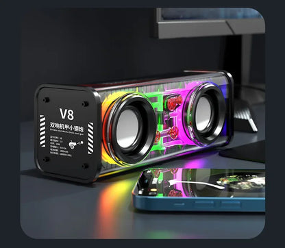Transparent Bluetooth 5.0 Wireless Double Bass Mini Party Loudspeaker