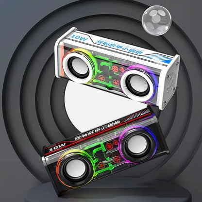 Transparent Bluetooth 5.0 Wireless Double Bass Mini Party Loudspeaker