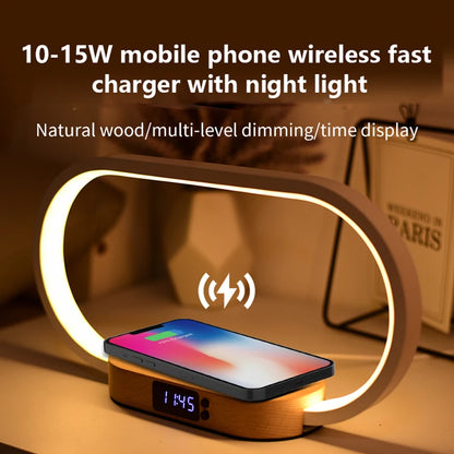 Table Top Wireless Charger with Night Light & Clock Fast Phone Charger