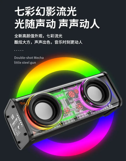 Transparent Bluetooth 5.0 Wireless Double Bass Mini Party Loudspeaker