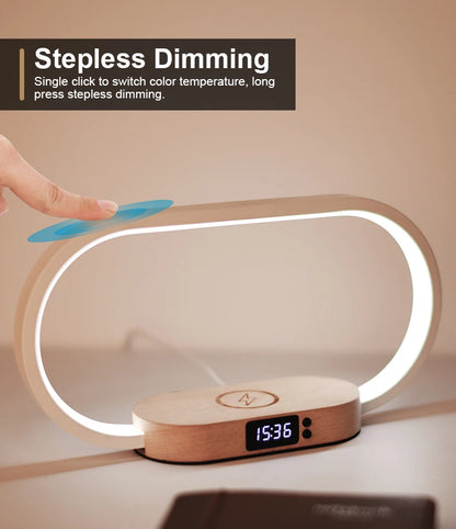 Table Top Wireless Charger with Night Light & Clock Fast Phone Charger